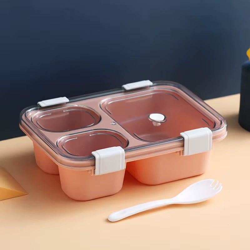 3-Compartment, 3-grid Bento Lunch Box with Spoon