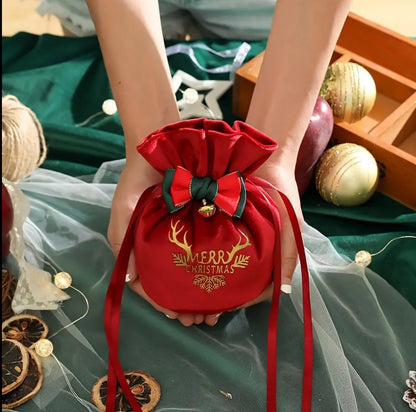 Christmas velvet candy /  Gift Drawstring bag