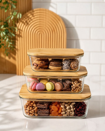 3pc Glass bowl containers