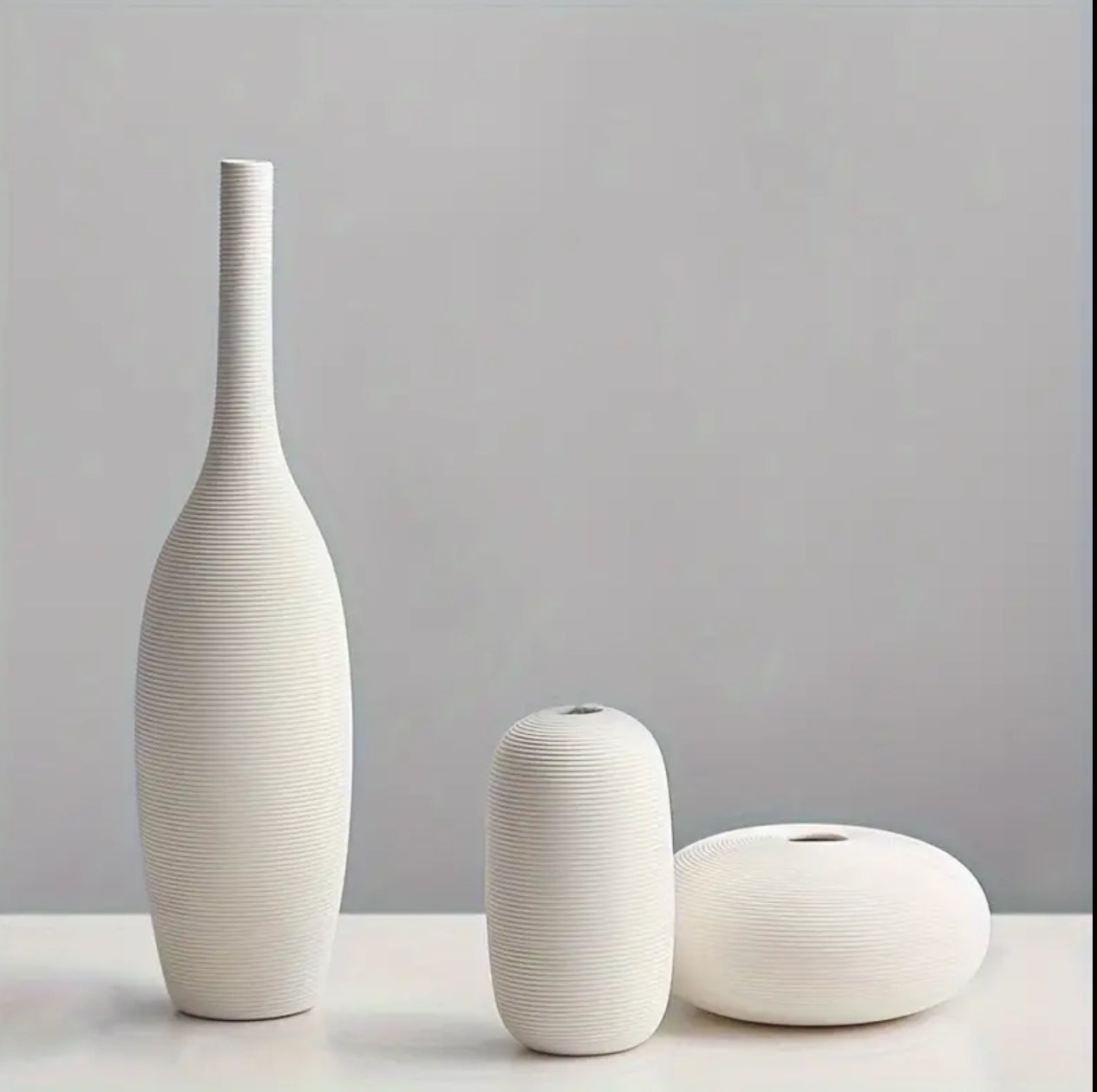 Simple ceramic 3 in 1 modern home decor  vase set