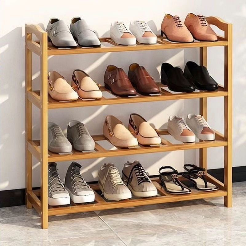 4 Layer Natural Bamboo shoe rack .