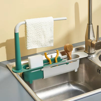 Telescopic sink caddy organizer