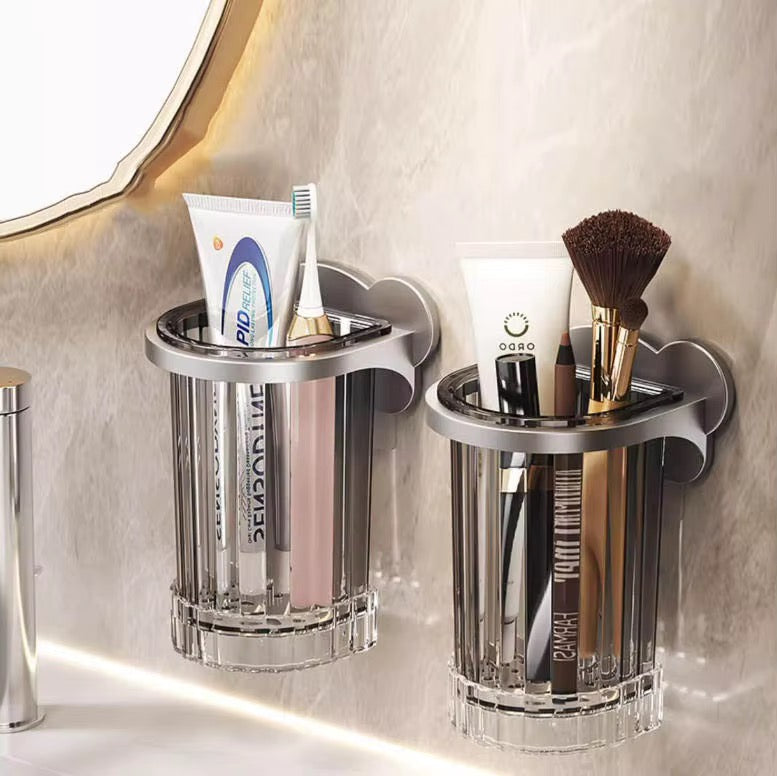 Wall Mount Toothbrush Holder & Bathroom Organizer .
