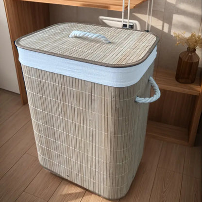 FOLDABLE LARGE CAPACITY Wooden laundry basket