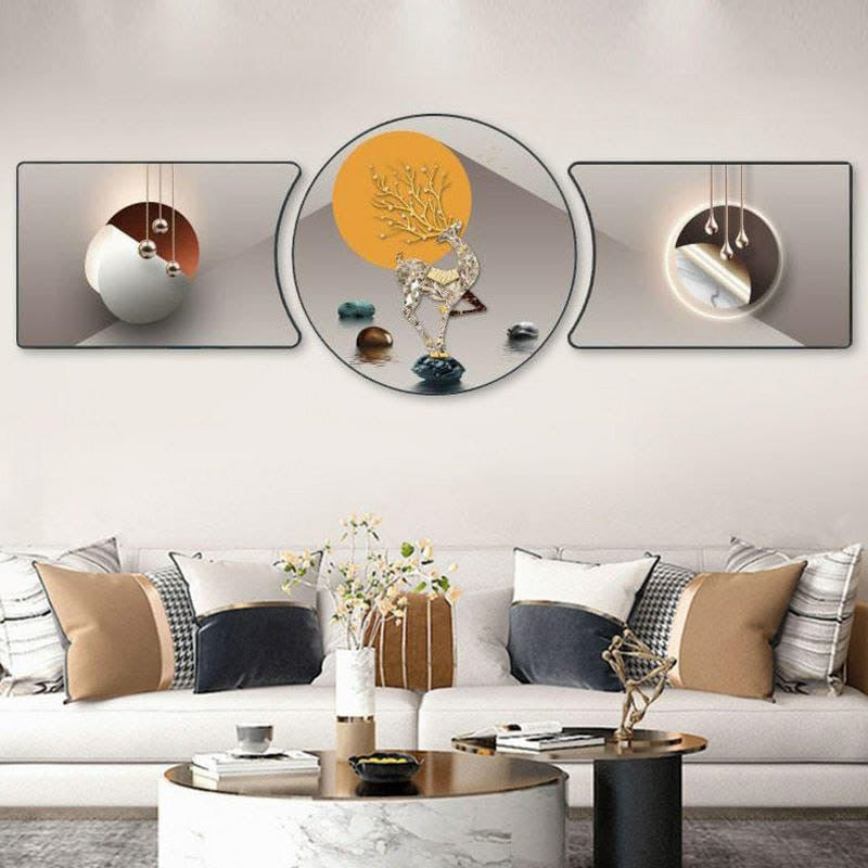 3pcs Crystal porcelain decorative painting