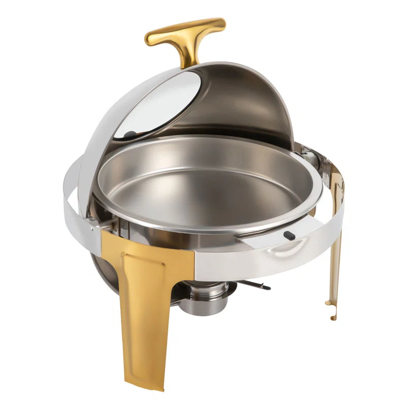 6ltr stainless steel Roll-top chaffing dishes with gold stand