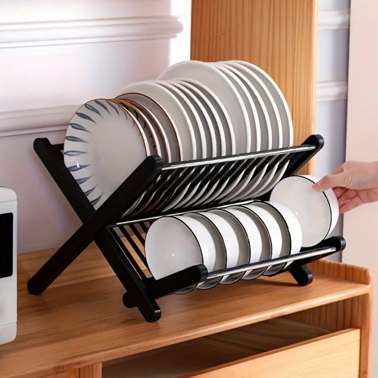 X Shape Foldable Dish Drainer Rack