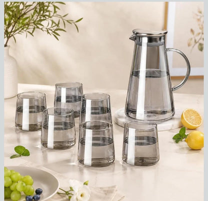 Blackish Premium Water and Juice Glasses Set of 6 and Jug