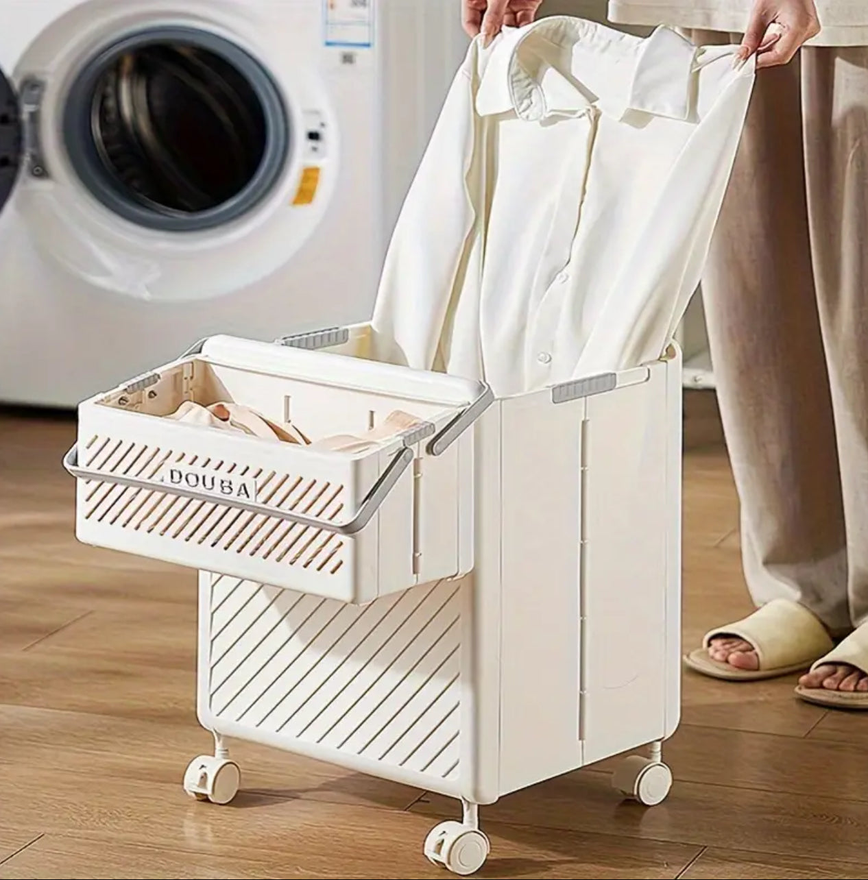 2pcs Foldable laundry Hamper basket with Wheels