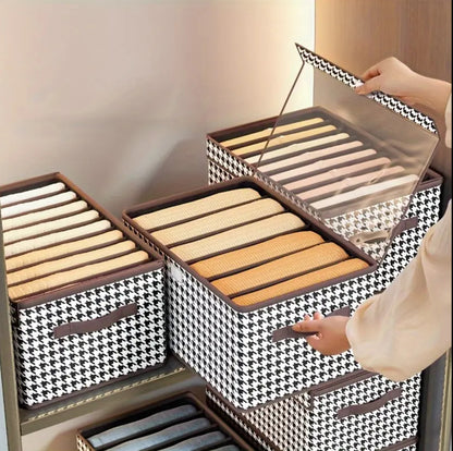 Non-woven 7 Grid Wardrobe Clothes Organizer With Clear PVC cover