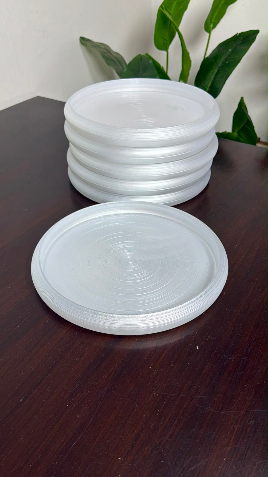 Frosted, rippled,handcrafted crystal glass dinnerplates 6pc