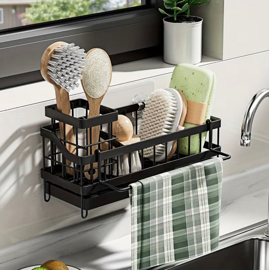 Sink Caddy with Water Draining Tray/Multifunctional Sink Sponge Detergent storage Rack