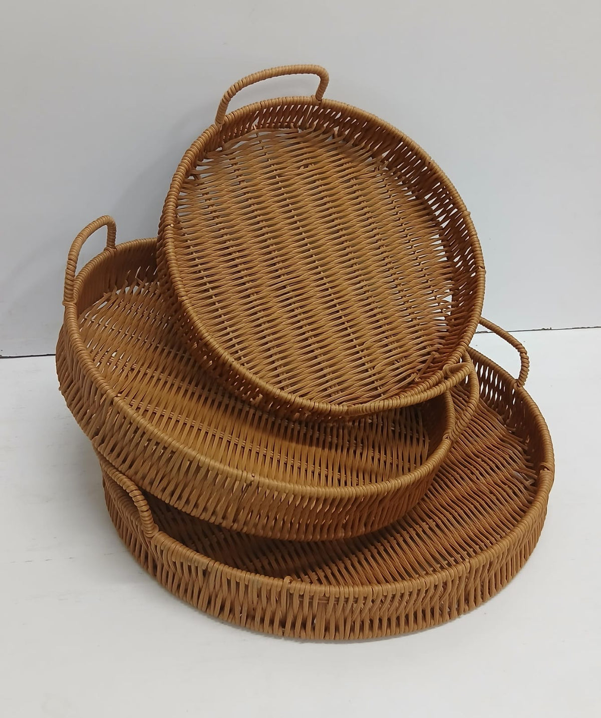 3 in 1 handmade Rattan Deco style  trays with handle