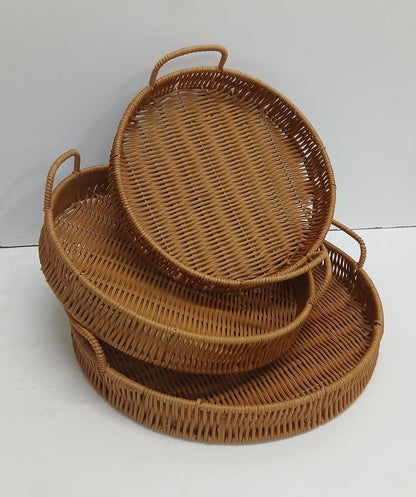 3 in 1 handmade Rattan Deco style  trays with handle
