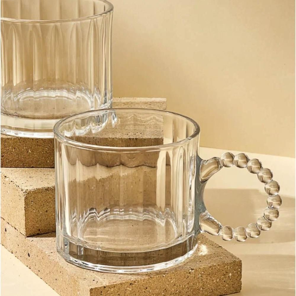 6pcs Embossed vintage transparent Glass