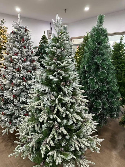 PREMIUM PINE SNOW FLOCKED TREE WITH CONE