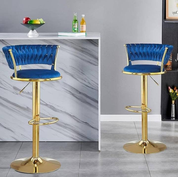 Swivel Bar Stools  for Kitchen Island, Counter Height Bar Chairs with velvet Back and Gold Metal Legs