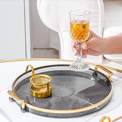 Decorative acrylic tray with golden handle