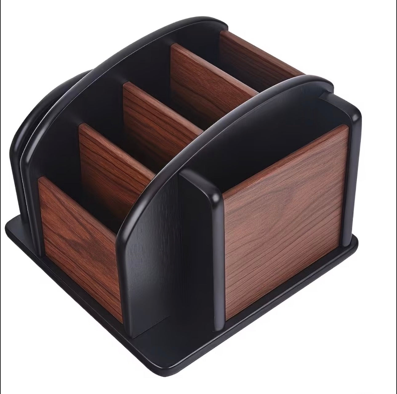 Wooden Rotating Desktop Organizer and Remote Control Caddy