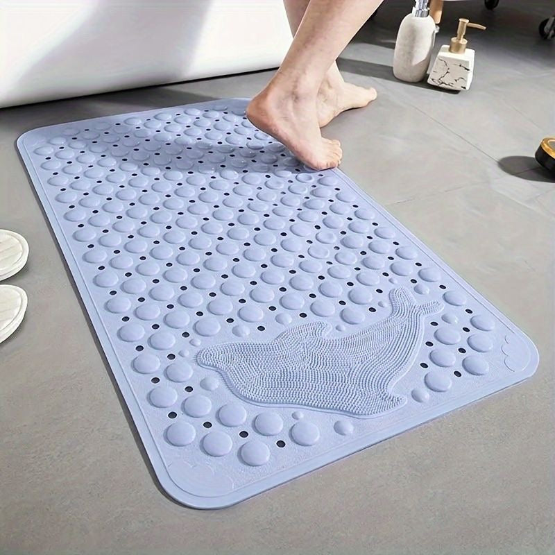 Bathroom anti slip mat with dolphin lazy scrubber