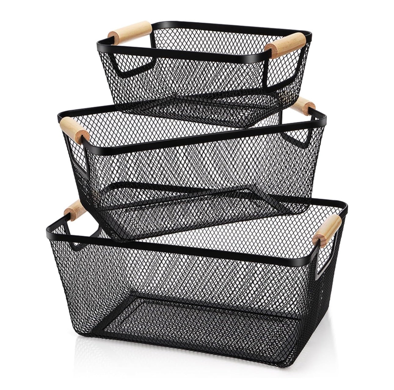 3PCS MESH STORAGE BASKET SET