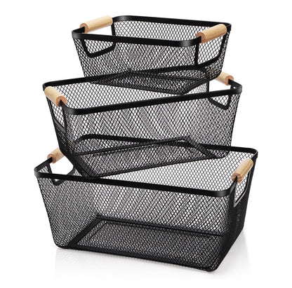 3PCS MESH STORAGE BASKET SET