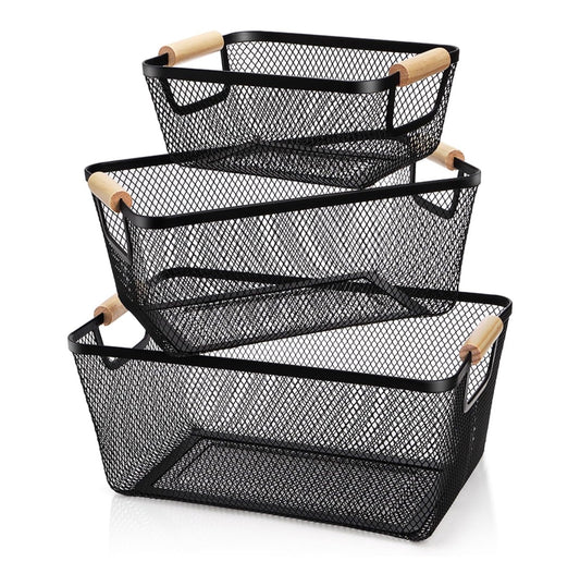 3PCS MESH STORAGE BASKET SET