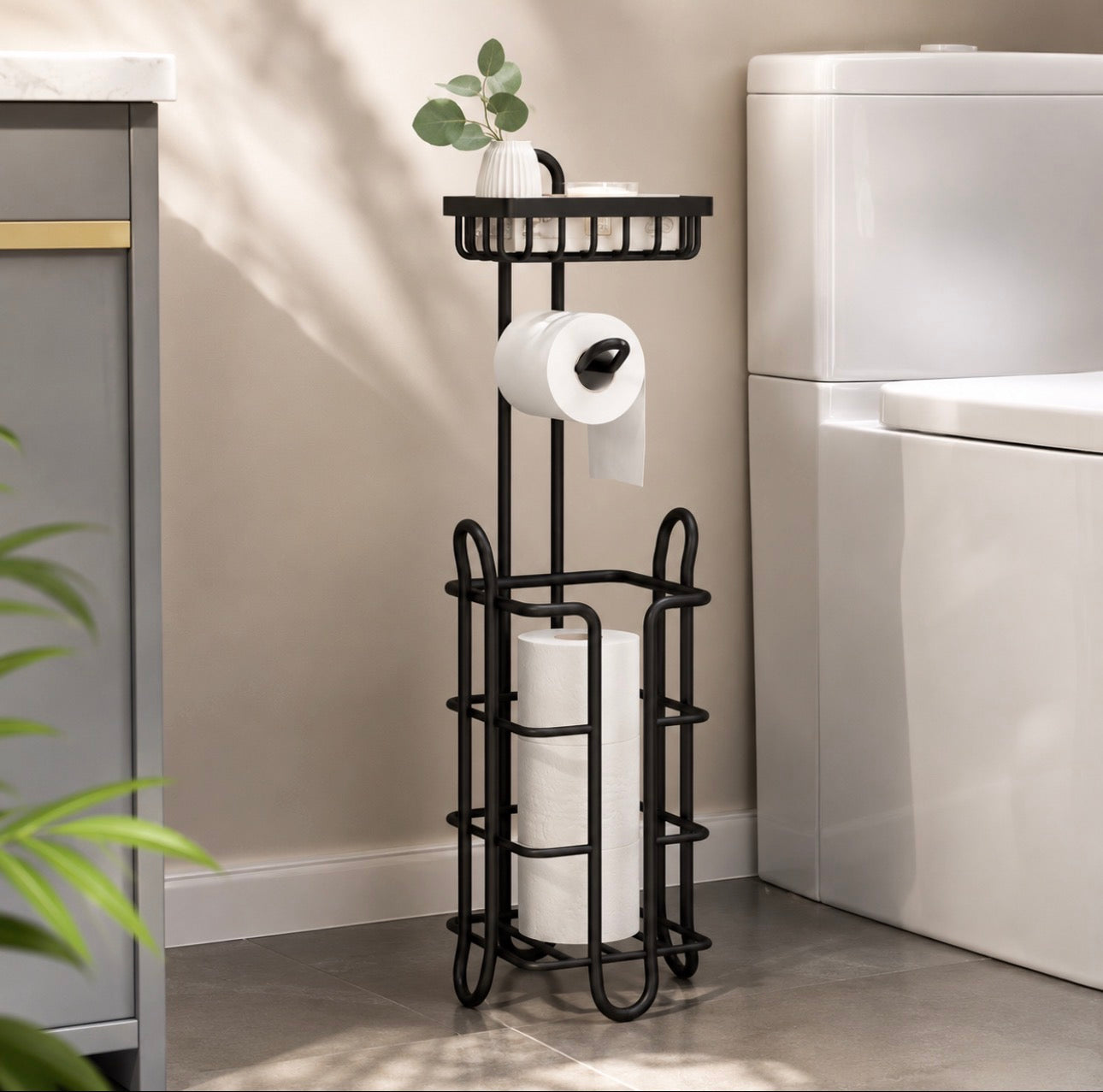 Heavy-Duty Toilet Paper Holder Stand