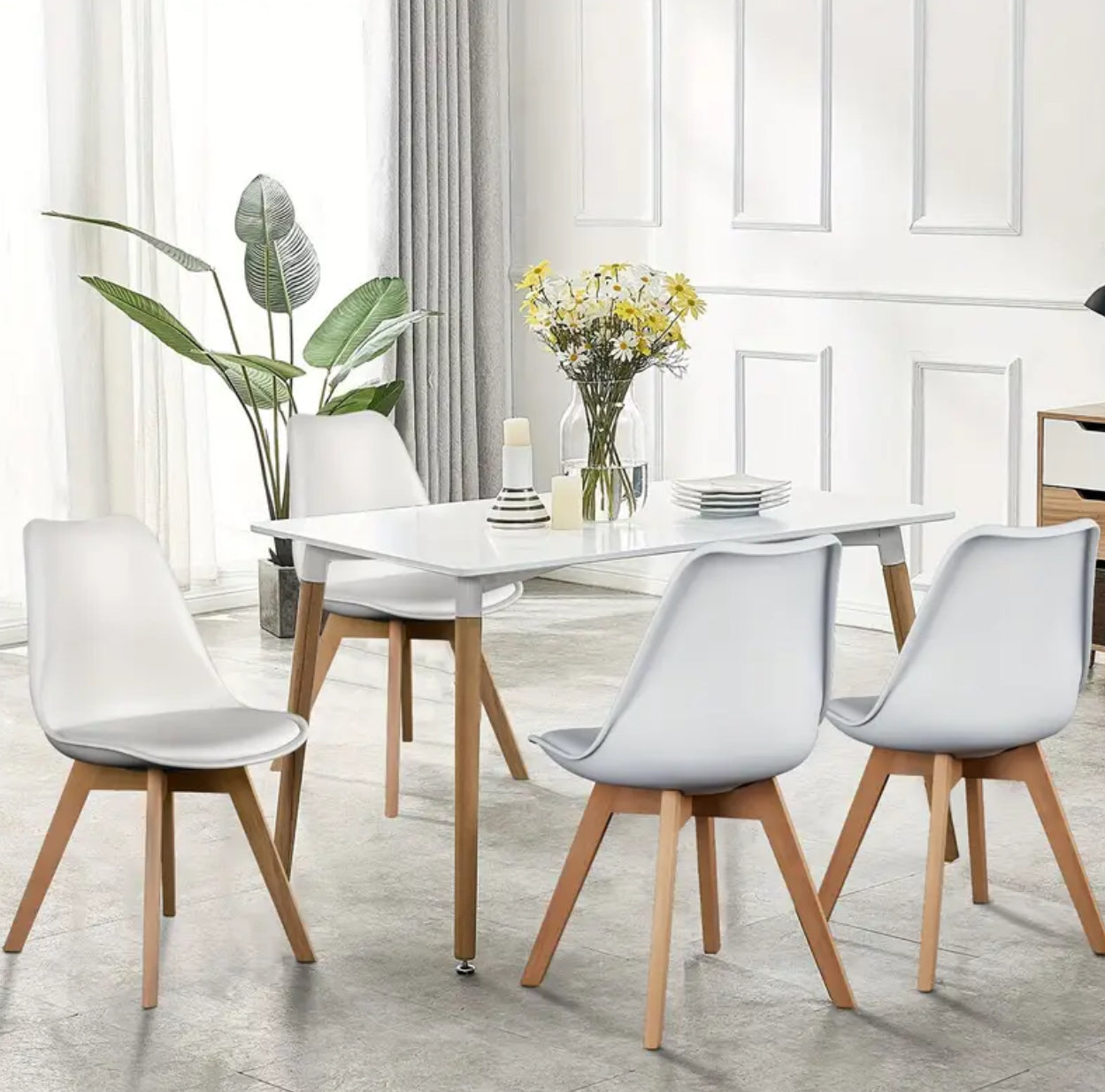 Modern dining chair with beech wood legs