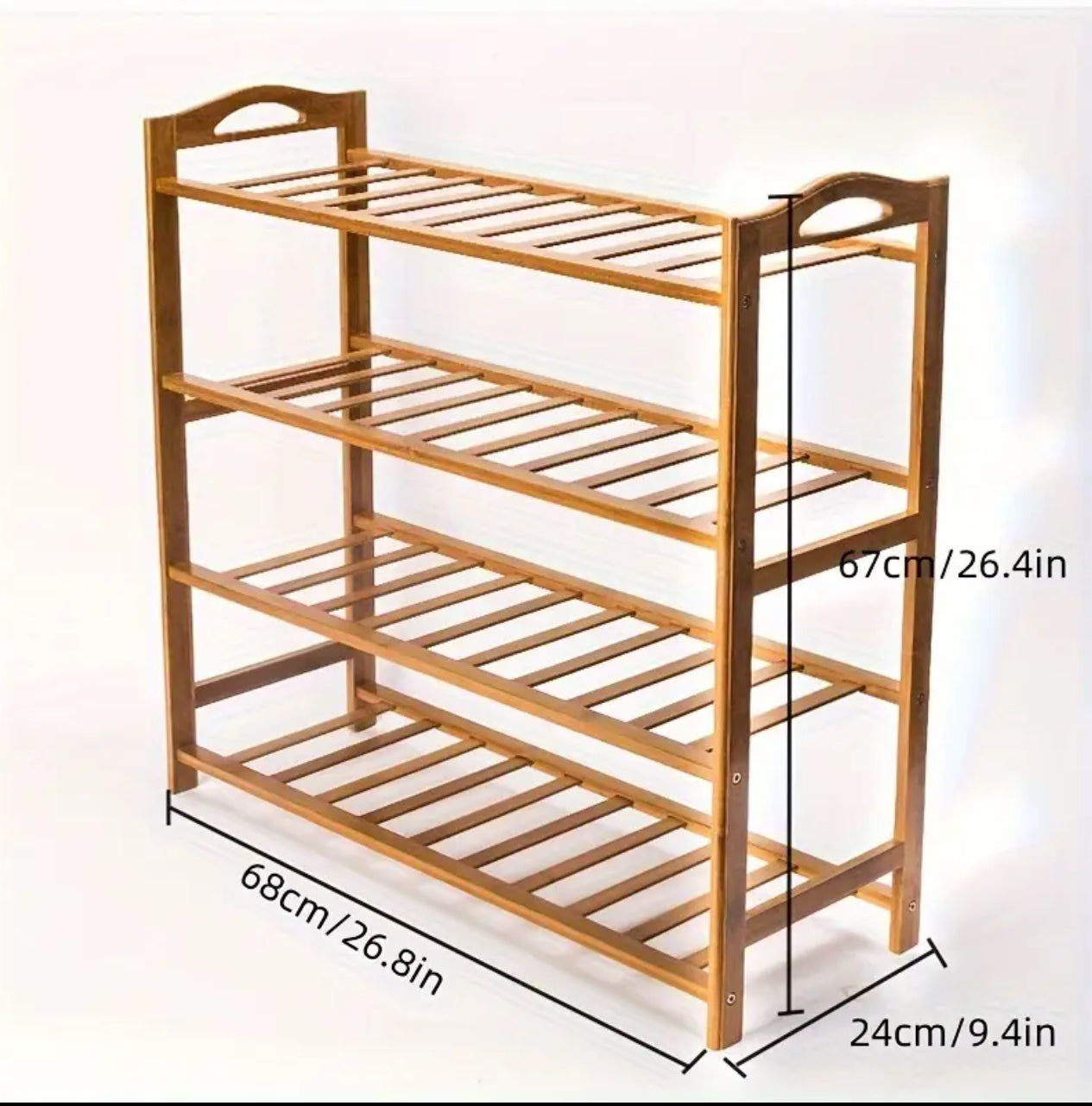 4 Layer Natural Bamboo shoe rack .