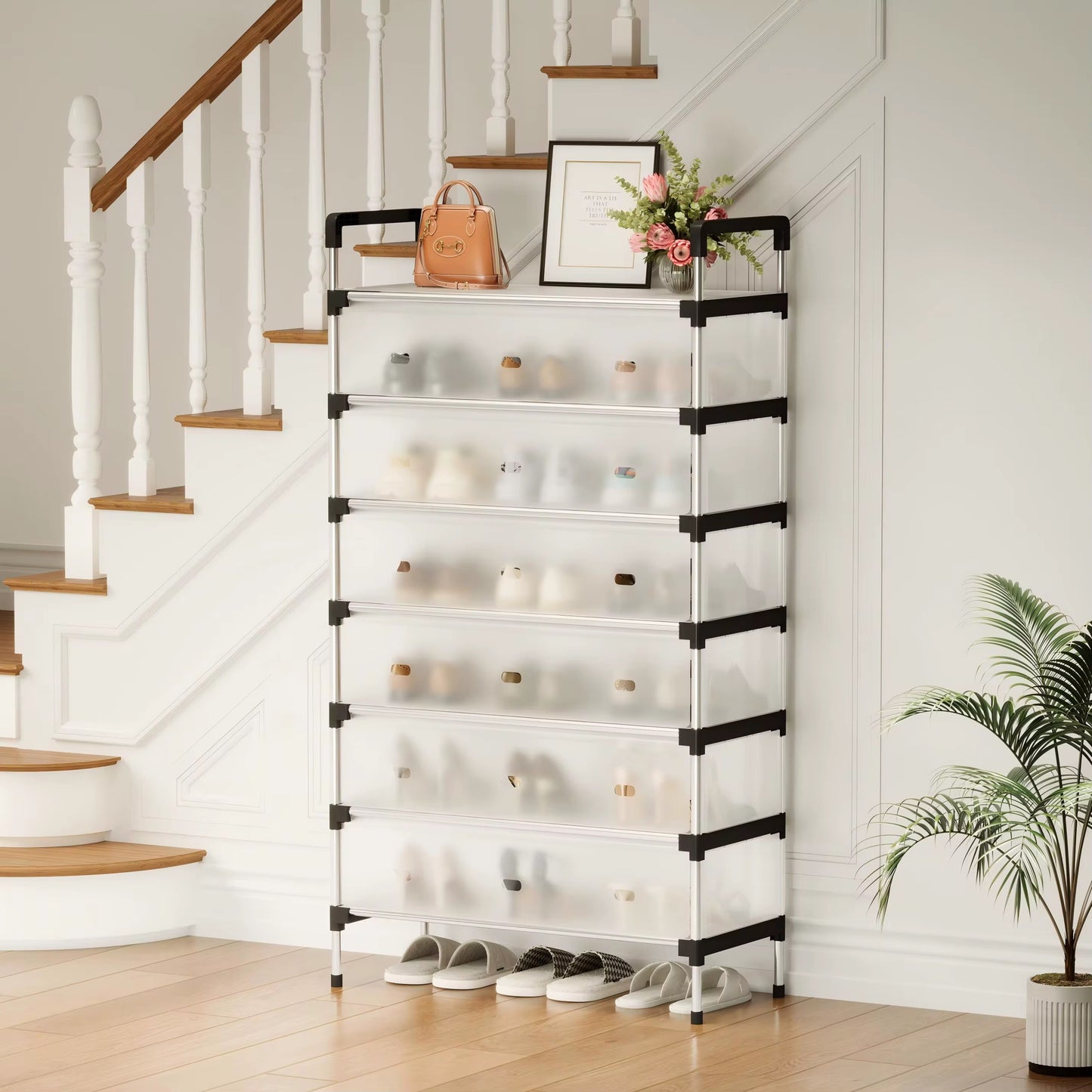 Shoe Rack  Seven Shelves - Stainless Steel Shoe Organizer