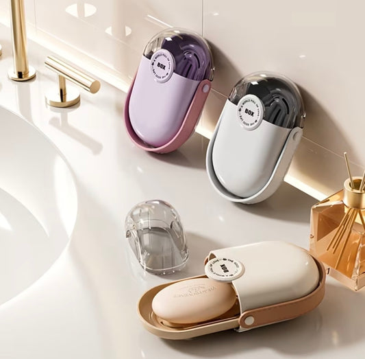 Luxury travel soap dish,airtight and portable soap holder with lid and draining tray
