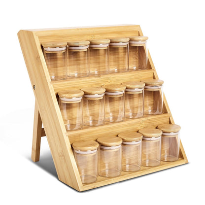 3 Tier bamboo spice Rack with 12 spice jars