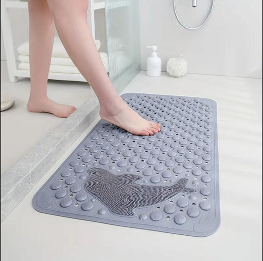 Bathroom anti slip mat with dolphin lazy scrubber