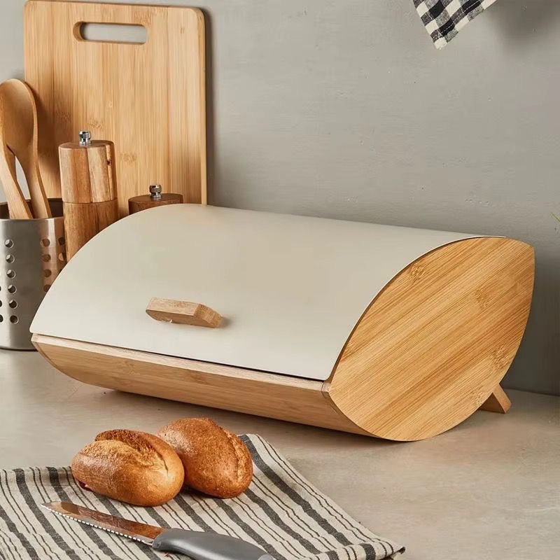 Bamboo Bread Bin with Metallic Cover
