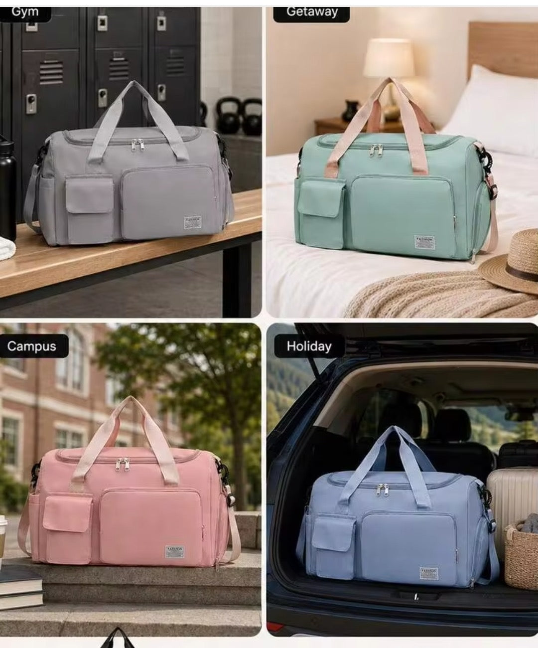 Solid Color Fitness Bag Dry and Wet Separation Yoga Bag