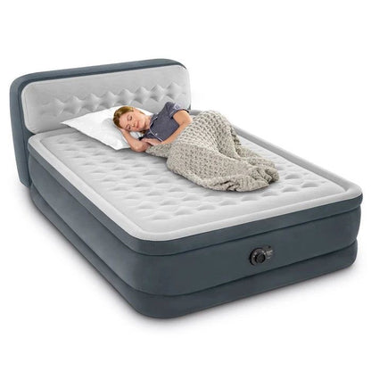 INTEX DURA BEAM AIRBED WITH INBUILT ELECTRIC PUMP AND PLUSH SUPPORTIVE HEADBOARD