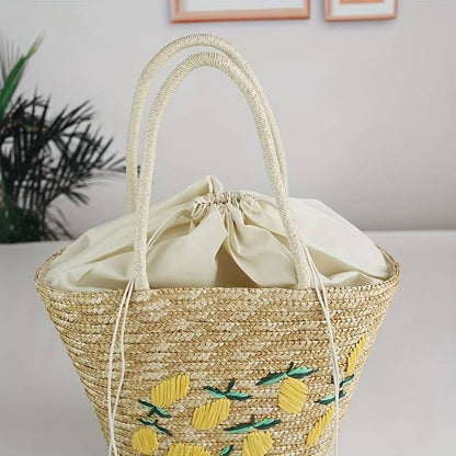 Stylish Embroidered Straw Bag