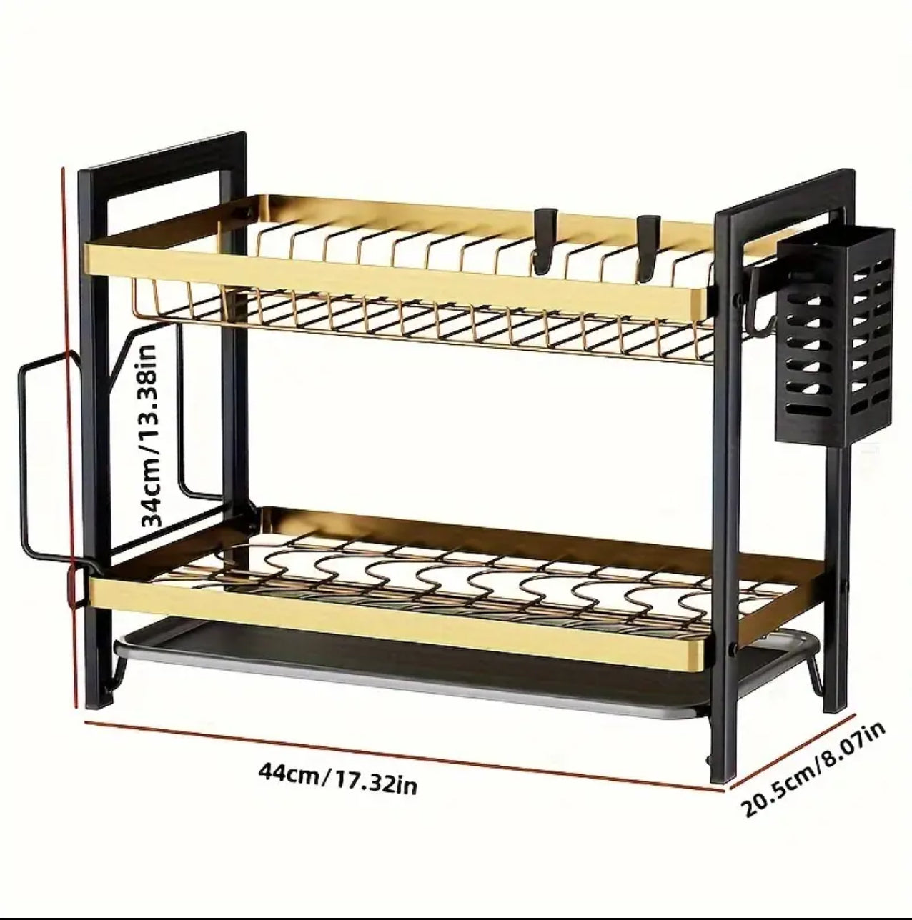 2* tier black/gold dishrack