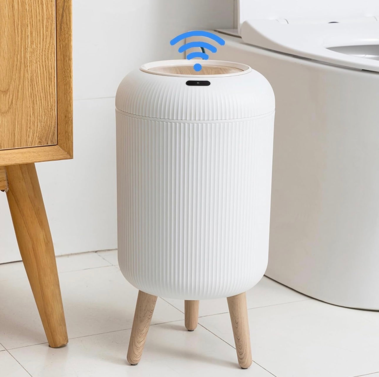Round Intelligent Sensing Home Open Top Pressing Type 8L Large Capacity Storage Bucket with Legs