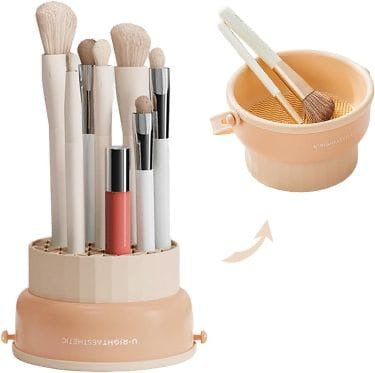 2 in 1 Silicone Makeup Brush Cleaning Bowl with Dryer on the other side