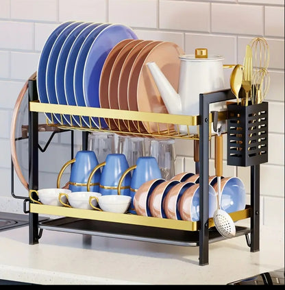 2* tier black/gold dishrack