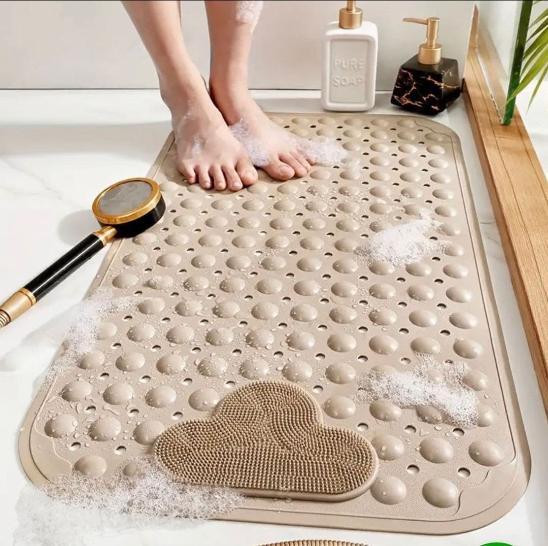 Anti slip bathroom mat with foot scrub