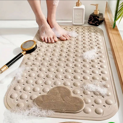 Anti slip bathroom mat with foot scrub