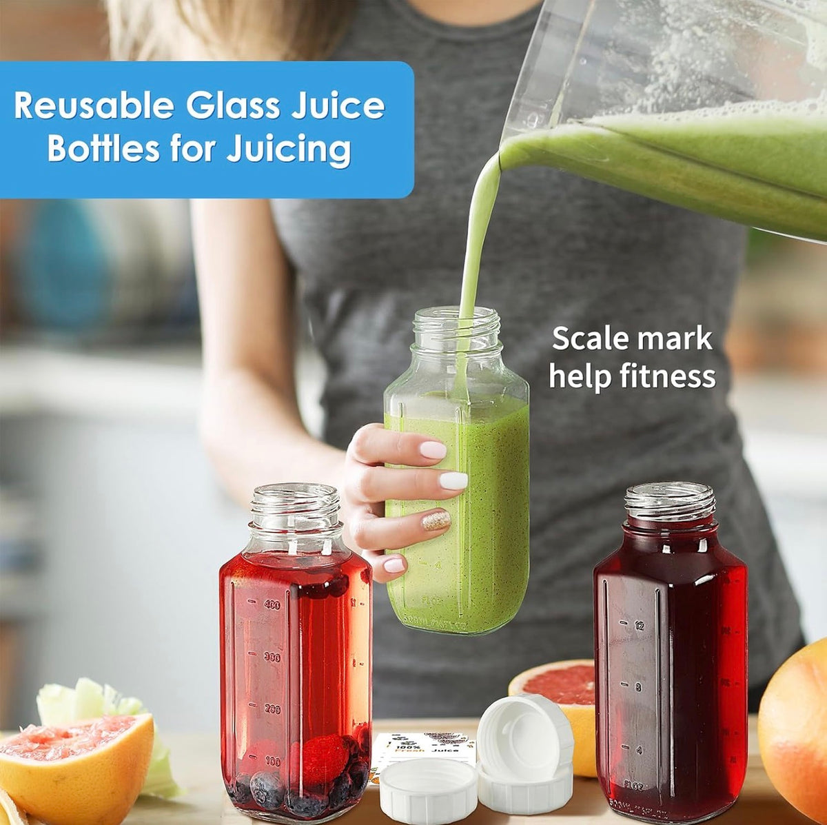 4 pcs reusable glass bottles