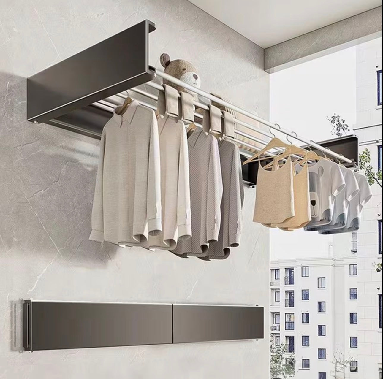 100cm Long Invisible Folding Wall Mounted Clothes Drying Rack