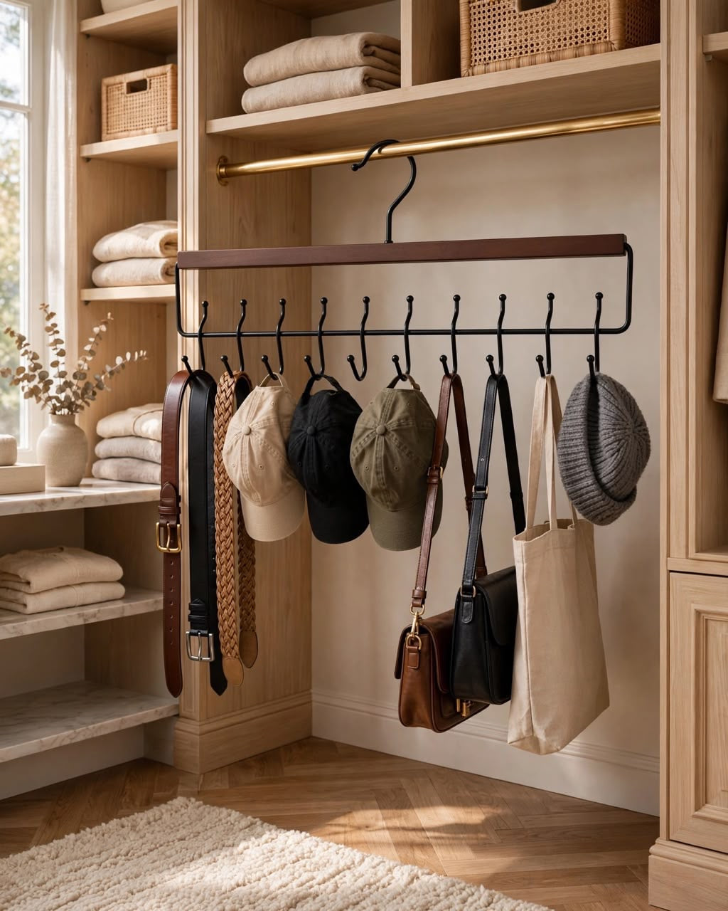 10-Hook Wooden Organizer Hanger