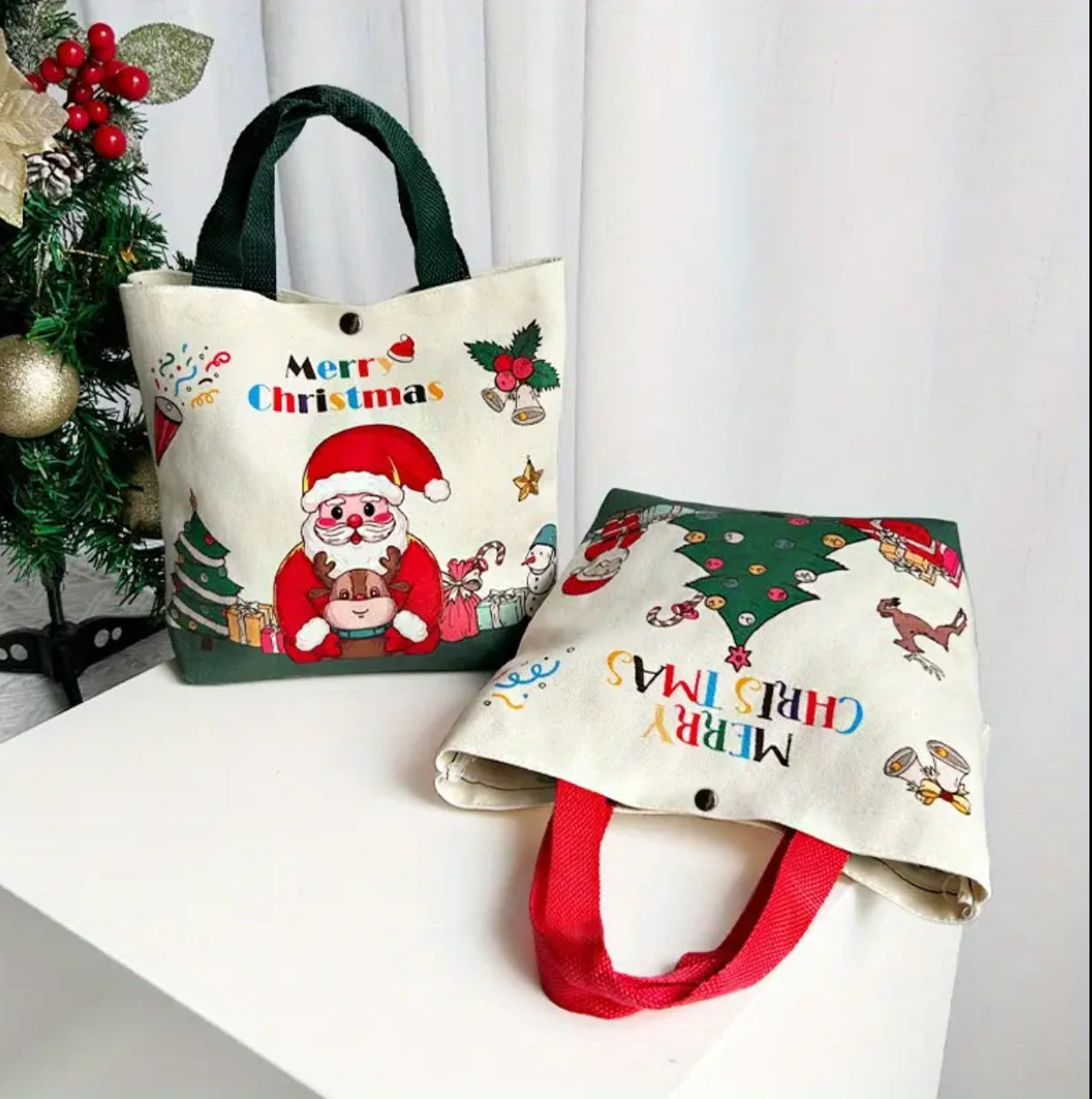 Christmas Canvas Graphics Printed Gift Bag