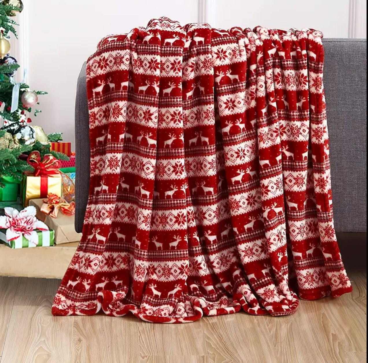 Flannel cozy Christmas throw blanket