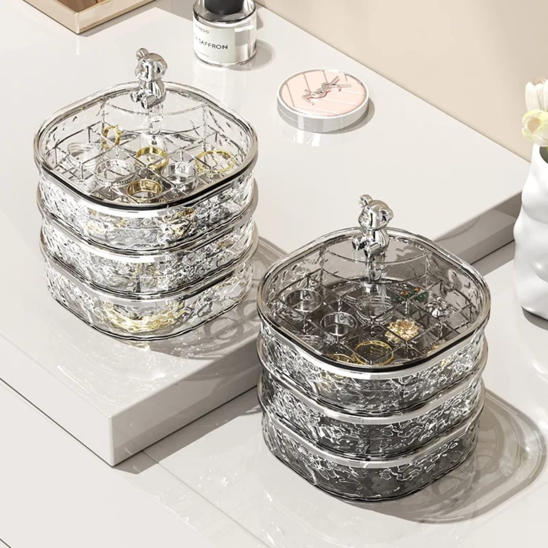 Rotating jewellery organizers.